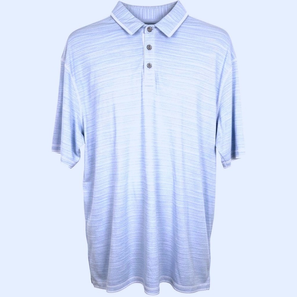BKE Sport Men's Short Sleeve Cotton Polo Shirt 2XL Light Blue Space Dye RN 75720